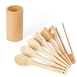 Naturoom Küchenutensilien-Set mit 8 Stück, 30,5 cm Bambusholz-Kochlöffel und...