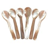DUEBEL Set von 6 Rosa Perlmutt Kaviar-Löffel zum Servieren von Kaviar oder...