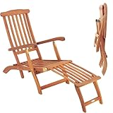 Casaria® Sonnenliege Klappbar Holz Wetterfest Gartenliege Rückenlehne 4-Fach...