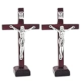 PRAOFRT 2 Stück 6 * 10.5CM jesus kreuz wand Jesus Kreuz, Wandkreuz Holz,...