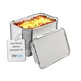 Enpack Aluschale R45-911L - 100 Stück Aluschalen mit Deckel 20x13x5 cm -...