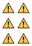 Allgemeines Warnzeichen: W001 - DIN EN ISO 7010 / ASR A1.3 - Aufkleber: 5 cm, 6...