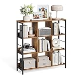 VASAGLE Regal mit 3 Ebenen, Bücherregal, Standregal mit 9 Fächern, für...
