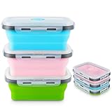 MINISOISO Faltbare Schüssel mit Deckel, 3 Stück Silikon Faltschüssel Outdoor,...