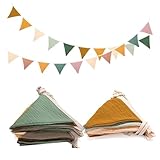 2 Stück Wimpelkette Kinderzimmer Wimpelkette Stoff Wimpel Girlande 2.6m Aus...