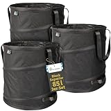 TTL Garden BLACK SUPERIOR 3x 85L Pop Up Gartensack - DOPPELTER BODEN 260gsm...