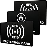 LABUYI 3 Stück RFID Blocker Karte, NFC Schutzkarte für Geldbörse, Schwarz,...