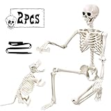 165cm Halloween Bewegliches Skelett mit Hund, Ganzkörper Hunde Lebensgroßes...