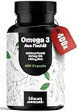 Omega 3 Kapseln Hochdosiert - 400 Kapseln mit 2000mg - EPA 360mg & DHA 240mg...