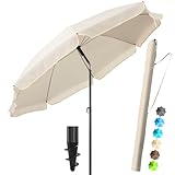 4smile Strandschirm SunnyJoy, Ø 180 cm Beige - UPF 50+ Sonnenschirm Strand mit...