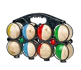 Spetebo Holz Boule Set mit Tragetasche - 8 Holz Kugeln - Boccia Petanque Garten...