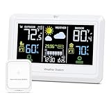 ORIA Wetterstation Funk mit Außensensor, Thermometer Hygrometer Innen Außen...