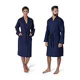 Möve Homewear Kimono Waffelpiquée in Gr. M aus 100 % Baumwolle, deep sea