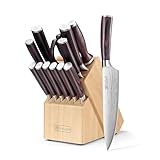 PAUDIN Messerblock Set 14-teilig aus 1.4116 Edelstahl mit Holzblock,...