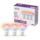 WiZ GU10 smarte LED Lampe, Glas, 3er-Pack - 50W, mit 16 Mio. Farben +...