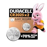 Duracell CR2025 Knopfzellen (2 Stück), CR 2025 Lithium-Knopfzelle 3 V