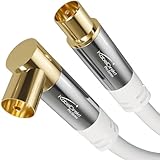 KabelDirekt – 4K Antennenkabel weiß, TV Kabel 90° gewinkelt/gerade – 2m...