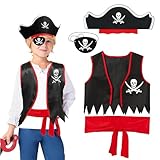 Cosysparks Piratenkostüm kinder,4-Pack piraten kostüm set pirate costume kids...