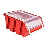 10 x Stapelbox mit Deckel Werkstatt Stapelkiste Sortierbox Box 100x155x70 Rot |...