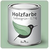 Berico Holzfarbe - Salbeigrün - 0,7 Kg - 4in1 Premium Holzlack inkl....