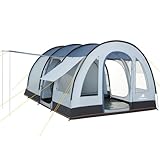 CampFeuer Zelt TunnelX für 4 Personen | Grau/Blau | Tunnelzelt mit 3...