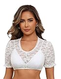 Hotouch Dirndlbluse Weiß Kurzarm Spitze Dirndl Bluse Elegante Trachtenbluse...