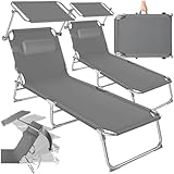tectake 2er Set Sonnenliege - leicht und klappbar, leichte Liege für Camping...