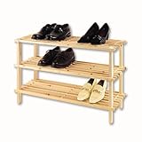 XL Schuhregal Natur Holz - 3 Böden Holz Schuhständer Schuh Regal Holzregal...