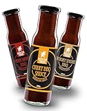 BBQ Saucen Set – 3x 250 ml – Whiskyfass Rauch, Hickory, Curry – Rauchig,...