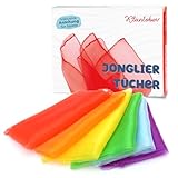 Kleintober Premium Jongliertücher I Bunte Chiffontücher I mit Anleitung für 5...