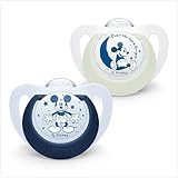 NUK Disney Mickey Mouse Star Day & Night Silikon-Schnuller, kiefergerecht, 6-18...