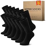 NUOZA 12 Paar Socken Herren 43-46 Schwarz Sportsocken Baumwolle Tennissocken...