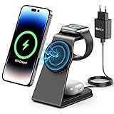 Wireless Charger,3 in 1 Magsafe Ladestation Quick Magsafe Ladegerät,15W...