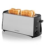 Cloer 3710 Langschlitztoaster für 4 Toastscheiben, 1380 W, integrierter...