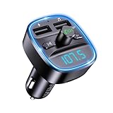 ORIA Bluetooth FM Transmitter, Auto Radio Adapter Bluetooth 5.3, Mikrofon & 2...