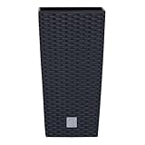 Prosperplast Blumentopf in Rattan-Optik Pflanzkübel mit Einsatz | 26,5 x 26,5 x...