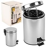 KARL HAUSMANN Kosmetikeimer Bad - 5L - Silber - Bad Mülleimer Edelstahl -...
