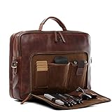 SID & VAIN Laptoptasche Simon aus Premium Leder I Business-Tasche XL groß für...