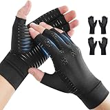 Donfri 2 Paar Kupfer- Arthritis-Kompressionshandschuhe Damen Herren Schwarz (M)