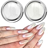 Weiße Perle Chrom Nagelpuder Glitzerpuder - Aurora Schimmer Chrom...