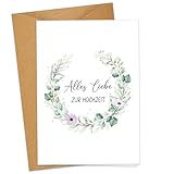 Hochzeitskarte mit Eukalyptus - A6 Klappkarten Karte Hochzeit - Premium...