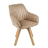Riess Ambiente Drehbarer Design Stuhl Livorno Champagner Greige Samt Buchenholz...