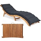 Casaria® Sonnenliege Holz inkl. Auflage Anthrazit FSC®-Zertifiziert Akazie...