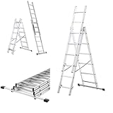 DRABEST - Home - Aluminium-Leiter - 3x6 Sprossen - Max. 2,97 m lang - Max....