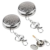 OUDQFCJ 2 Pcs Tragbar Tasche Aschenbecher, Mini Edelstahl Fahrzeug Zigaretten...