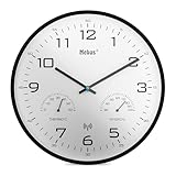Mebus moderne Funk-Wanduhr mit Temperaturanzeige und Luftfeuchtigkeit, 30 cm,...