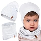 HEYO Kinder Set Beanie Mütze Schlauchal Baumwolle Rundschal weich Mädchen...