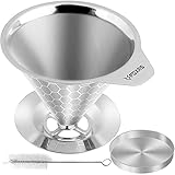 FOXAS Pour Over Kaffeefilter, Wiederverwendbare Edelstahl Dauer Kaffeefilter,...