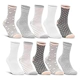 10 Paar Damen Socken Baumwolle Mehrfarbig Streifen Punkte Herzen 34911/2 (39-42)