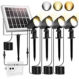 Linke Solar Gartenleuchte mit Erdspieß, Solar Strahler 4 in 1 Weiß Warm 2700K...